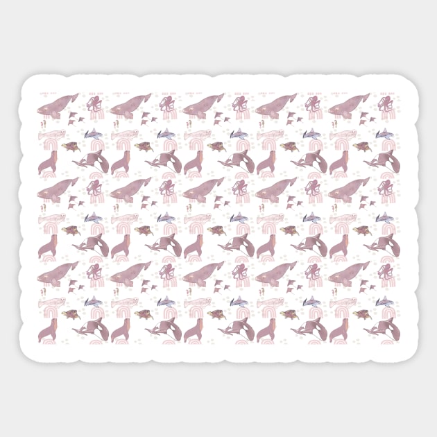 Marine Animals - Rose Sticker by eeliseart